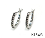 K18WGブラックダイヤモンドエタニティフープピアス 0.19CT