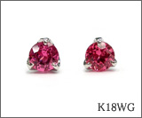 K18WGピンクスピネルピアス 4mm ホットピンク
