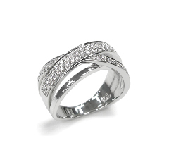 K18WGダイヤモンドリング 0.46ct 幅広 交差デザイン
