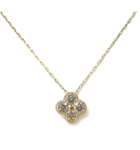 K18ダイヤモンドネックレス 0.32ct クローバー