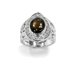 K18WGブラックスターサファイアリング 3.70ct