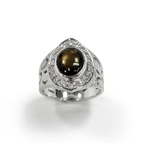 K18WGブラックスターサファイアリング 3.70ct