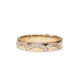 K18ピンクゴールド ダイヤモンドリング 0.18ct 手作り平甲丸リング3.47mm