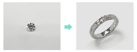 お母さまの形見のダイヤモンドリング(0.10ct)。オシャレなハワイアンジュエリーにリフォーム