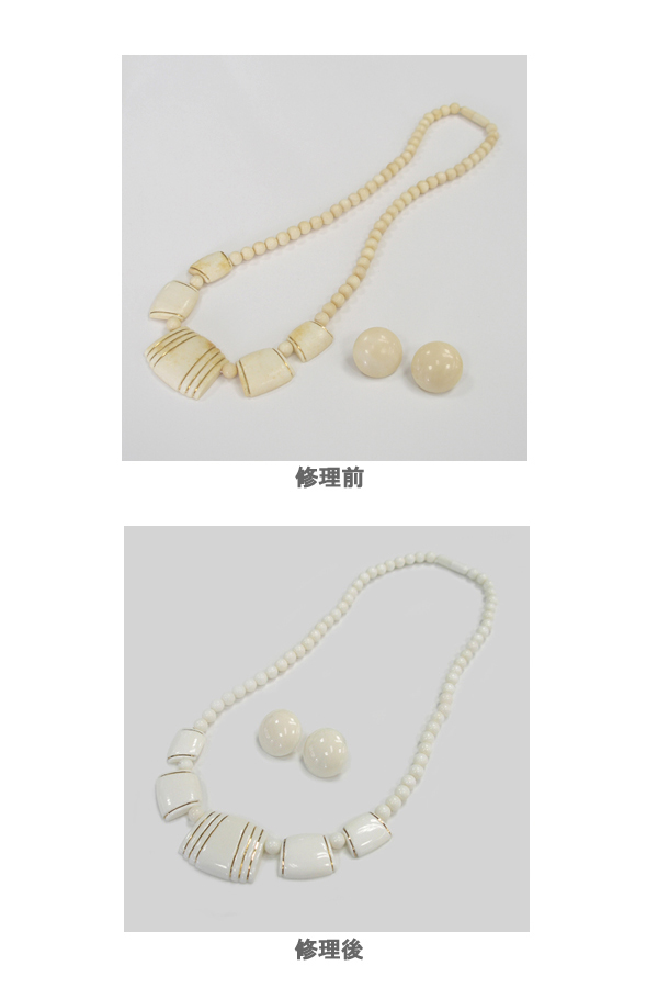 象牙の漂白 ネックレス イヤリング
