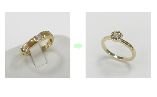 使っていないK18ダイヤモンドリング(0.10ct)をジュエリーリフォーム