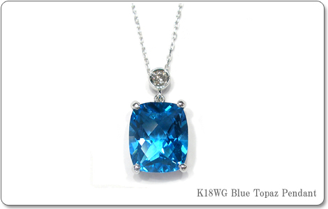 【★超目玉】 K18WGブルートパーズペンダント ジュエリー クッションカット アクセサリー