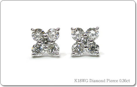 K18WG ダイヤモンド ピアス/イヤリング 0.62CT