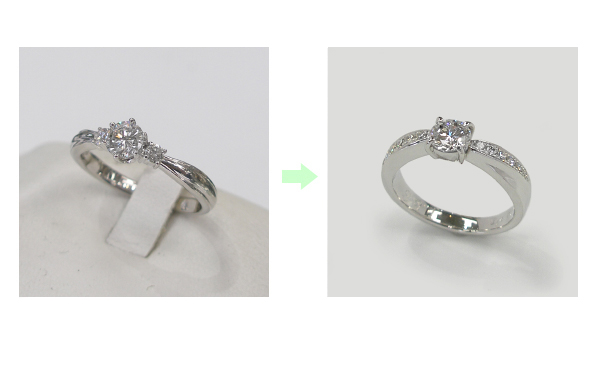お母さまからお嫁さんに受け継がれる婚約指輪新しいデザインにジュエリーリフォーム